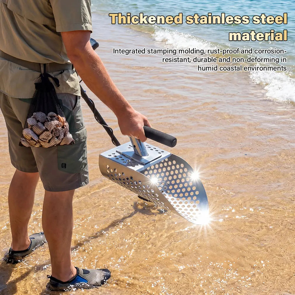 Portable Stainless Steel Metal Detecting Sand Scoop Shovel Beach