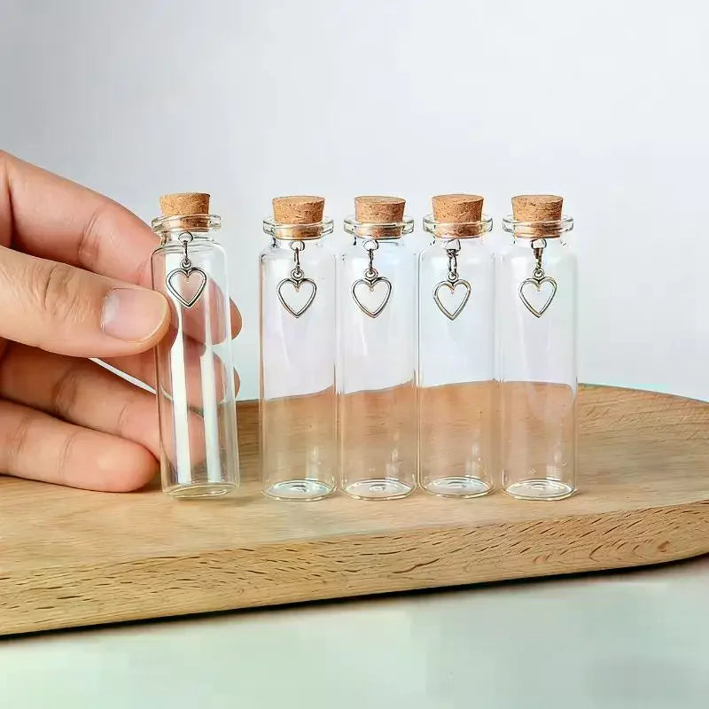 Pet Fur Keepsake Glass Bottle with Cork Stopper & Heart Charm