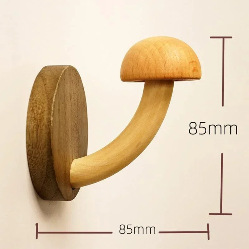 Wooden Mushroom Wall Hook – Self-Adhesive Clothes & Cap Hanger
