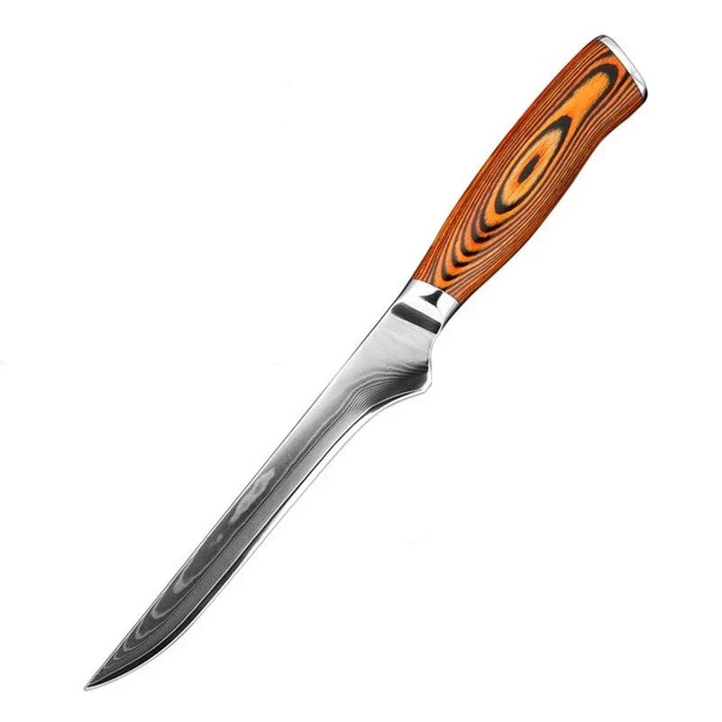 6-Inch Damascus Boning Knife – High Carbon Steel & Wood Handle