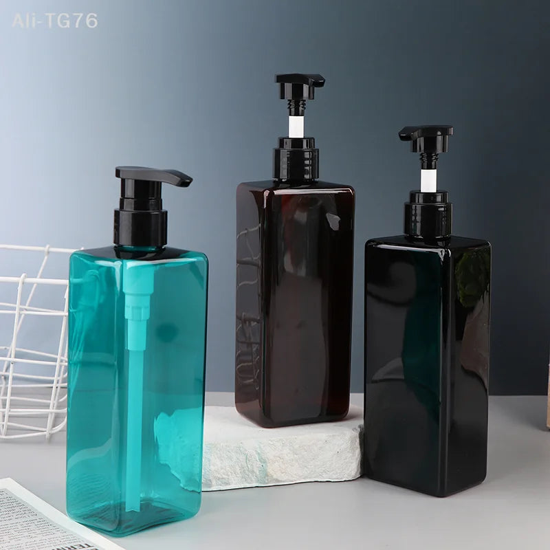 500ml Square Pump Dispenser Bottle – Refillable PET Plastic