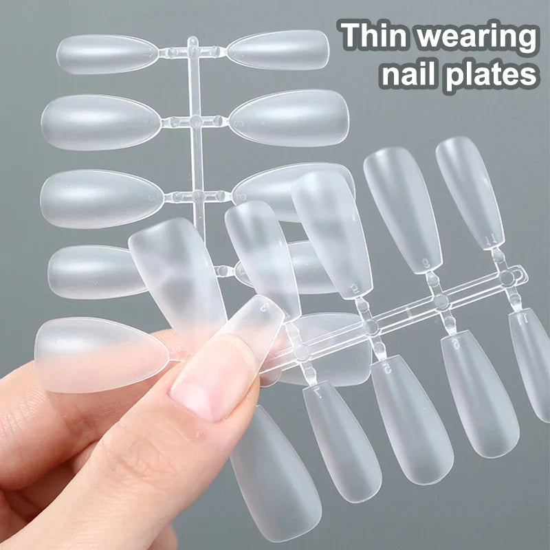 100 PCS Coffin Press On Nails – Clear Fake Nail Tips