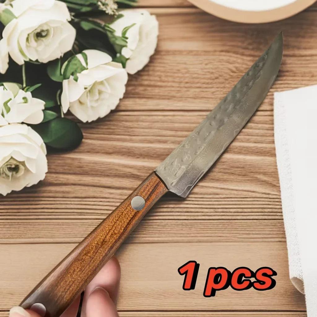 Damascus Chef Knife Set – Handmade Wood Handle | 1/2/4 Pack