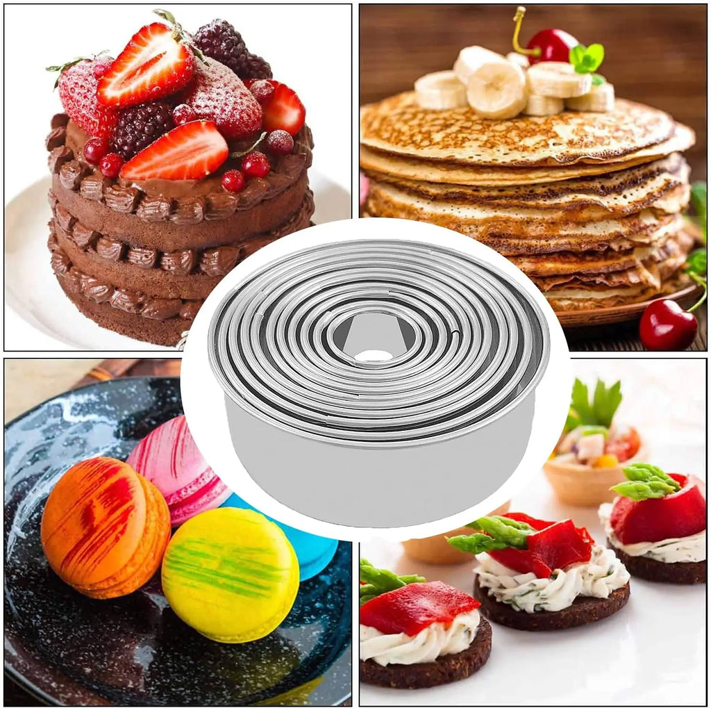 11-Piece Stainless Steel Round Cookie & Biscuit Cutter Set