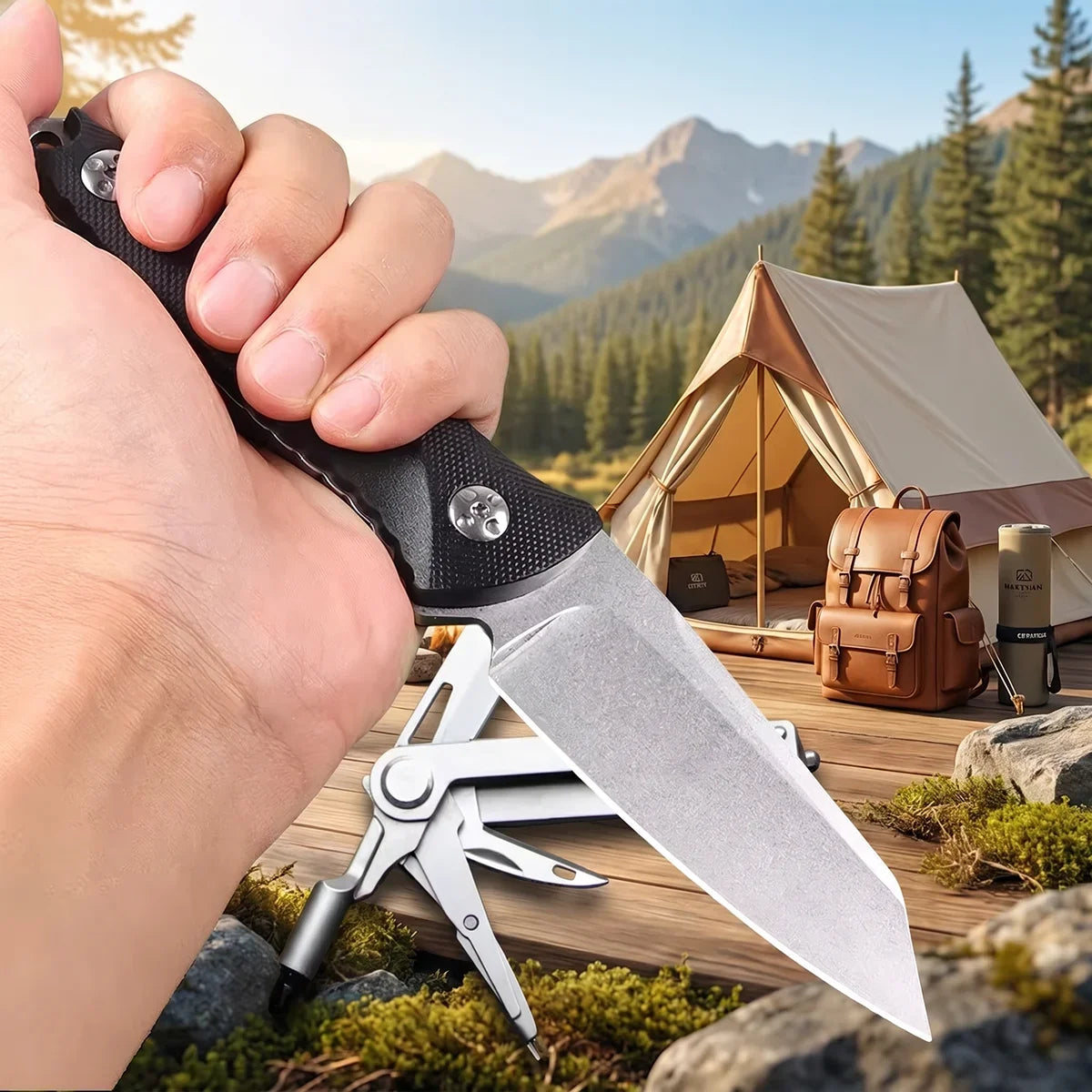 FL FLYWOD Fixed Blade Knife | G10 Handle & Sheath – Camping