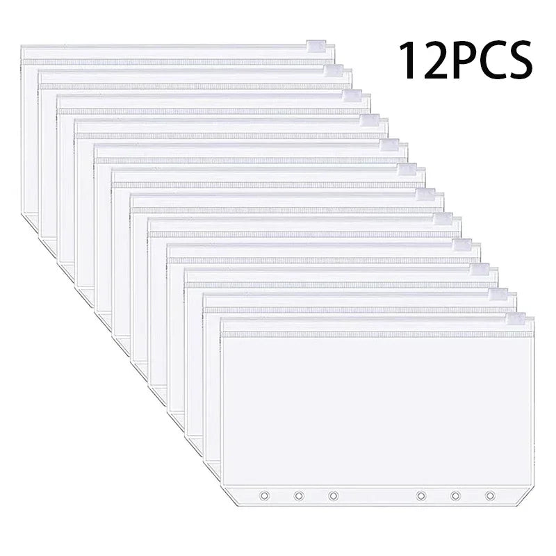 A6 6-Hole Zipper Binder Pockets – Waterproof PVC Budget Envelopes