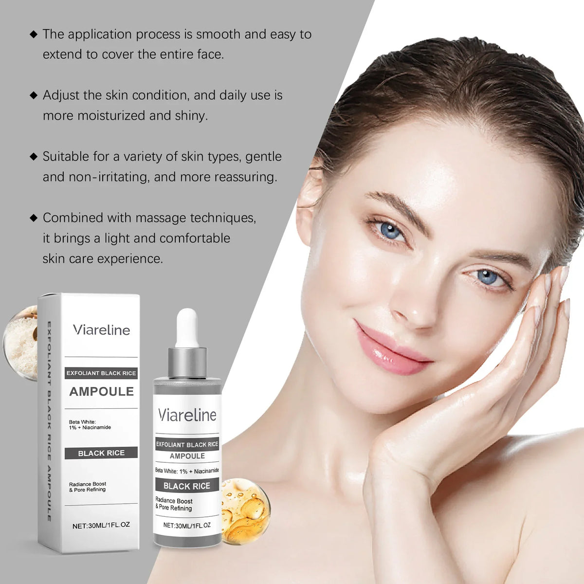 Viareline Rice Exfoliating Facial Serum – Brighten & Shrink Pores