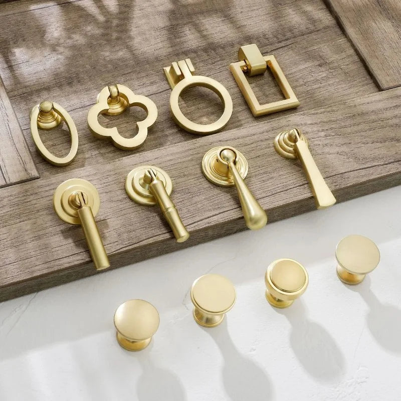 Golden Ring Cabinet Knob – Single Hole Zinc Alloy Drawer Handle
