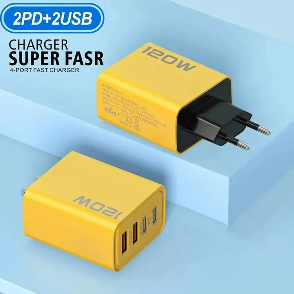 120W 4-in-1 USB-C Desktop Fast Charger | Multi-Port PD Adapter