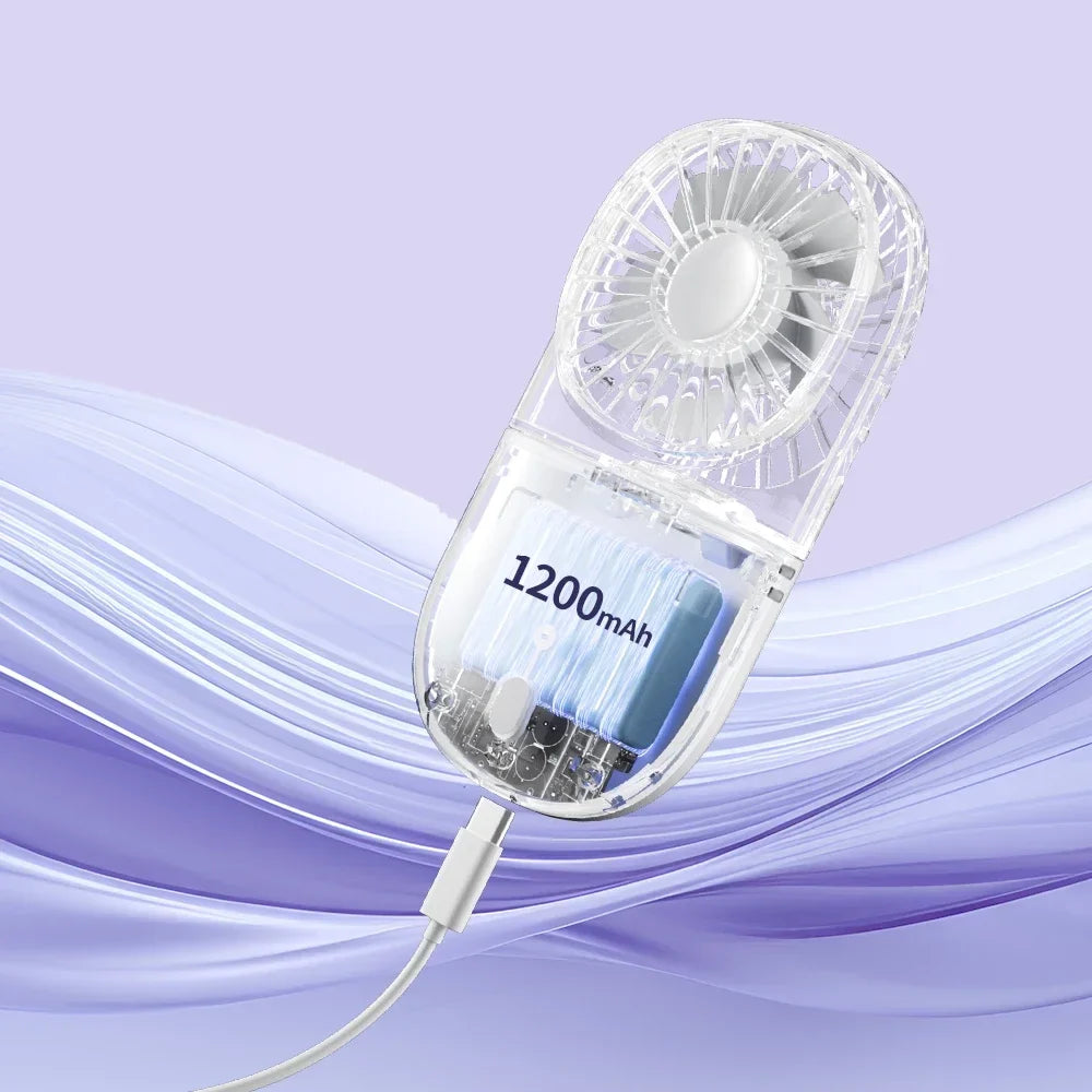 URGGU Portable USB Fan – 5-Speed Handheld & Desktop Transparent