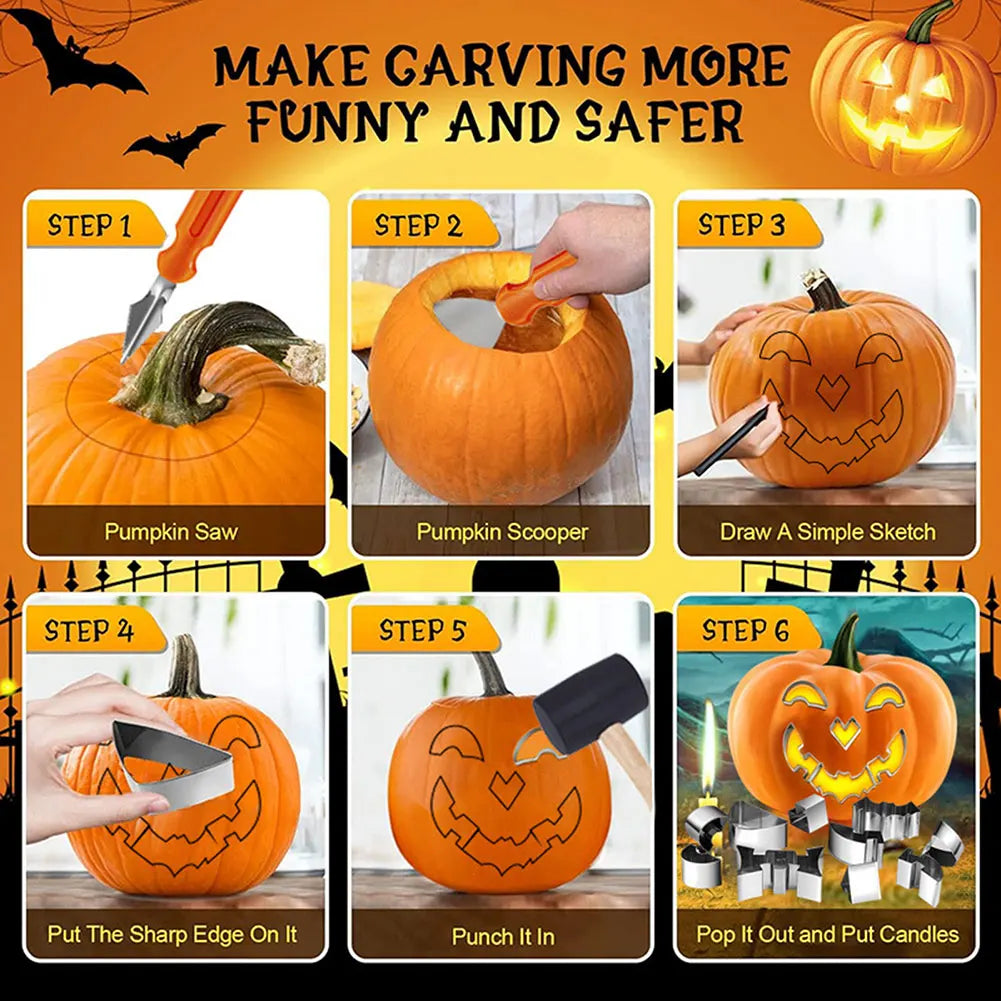 Halloween Pumpkin Carving Kit – Safe Stainless Steel Tools for Kids