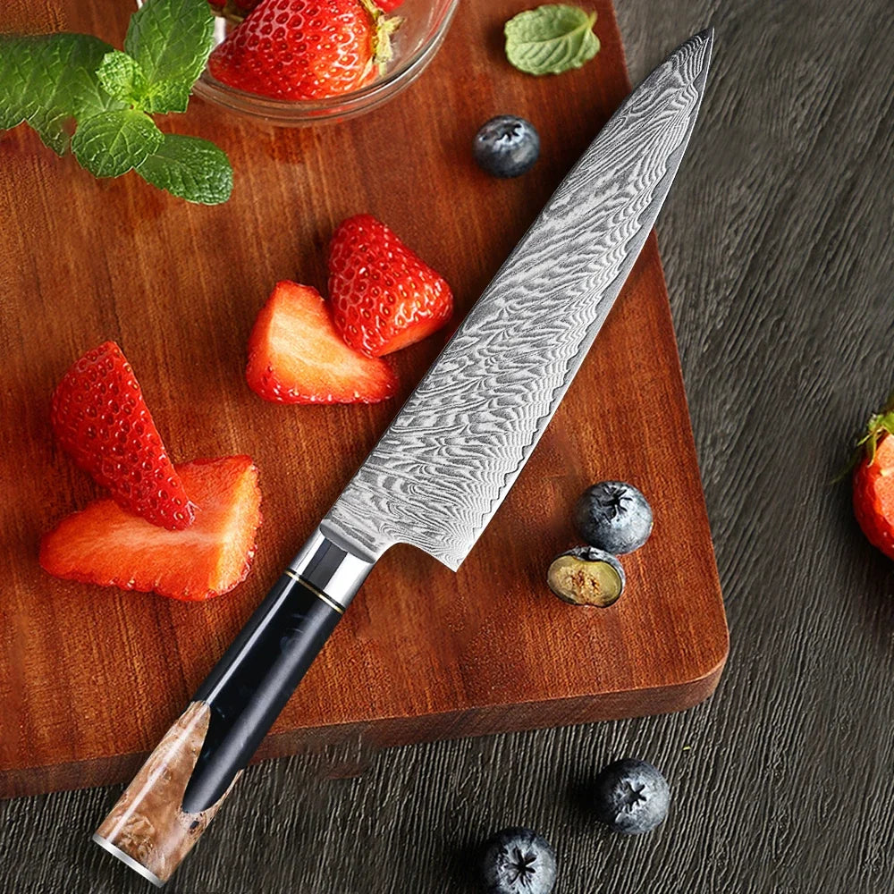 67-Layer Damascus Steel Chef Knife – Kitchen Cleaver Blade