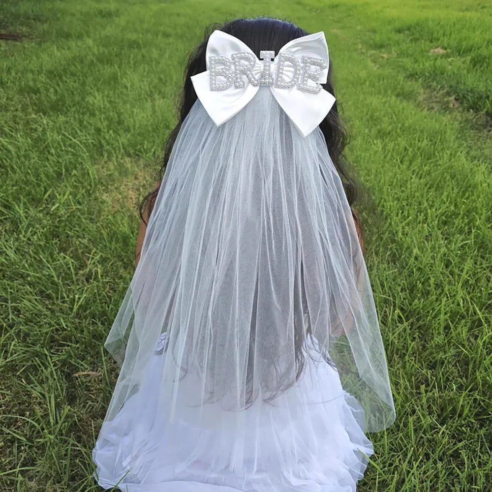 Rhinestone Bride Bow Veil | Bachelorette & Bridal Shower