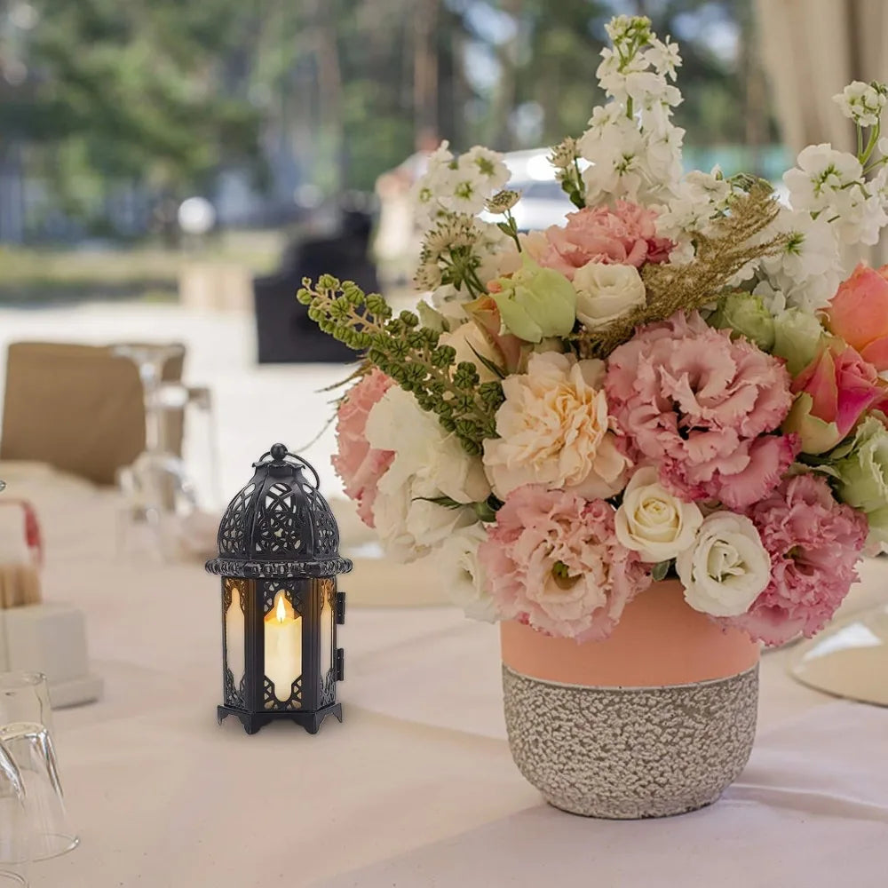 7.4" Vintage Metal Hanging Lantern – Indoor & Outdoor Candle Holder