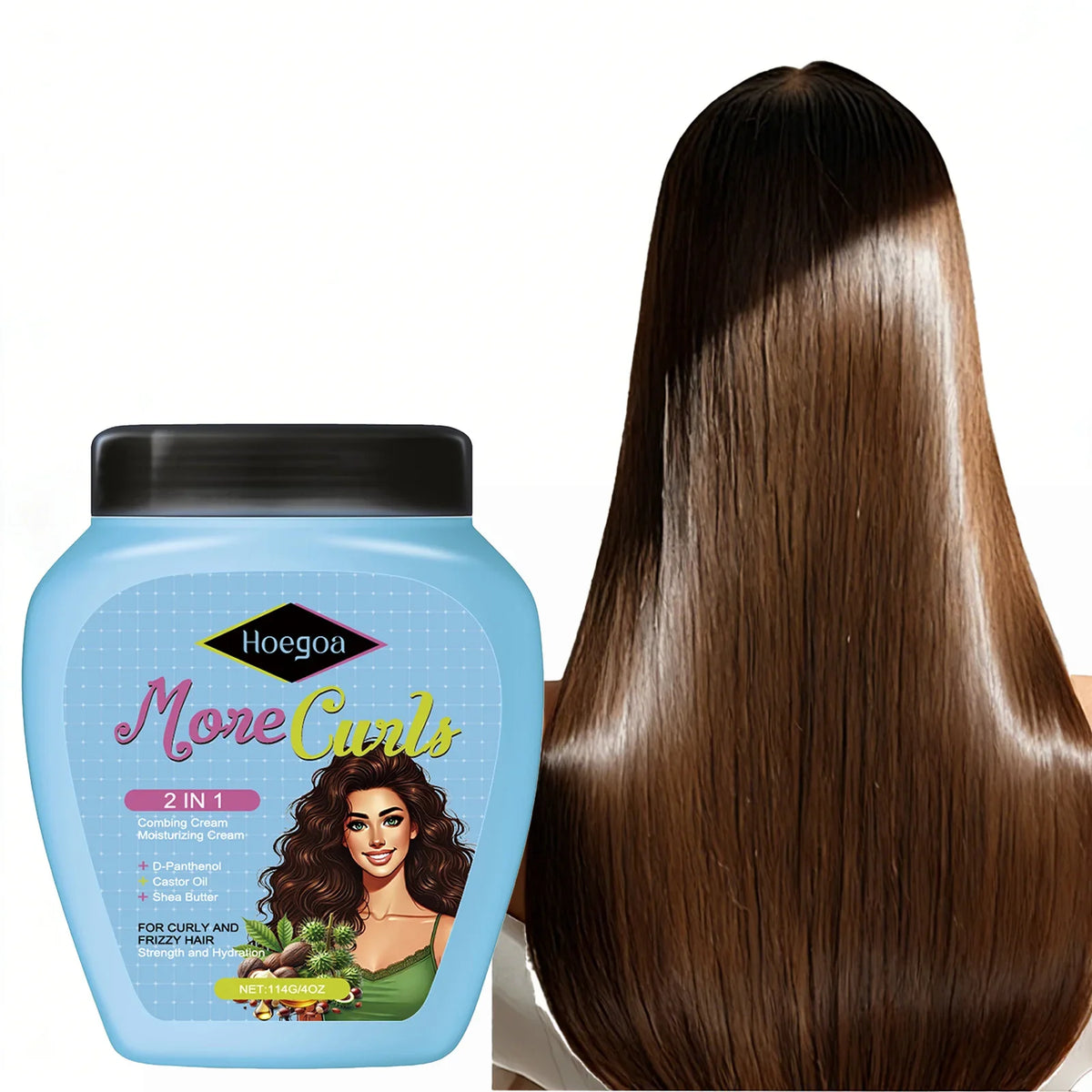 HOEGOA Leave-In Conditioner Cream | Curly & Dry Hair, Anti-Frizz