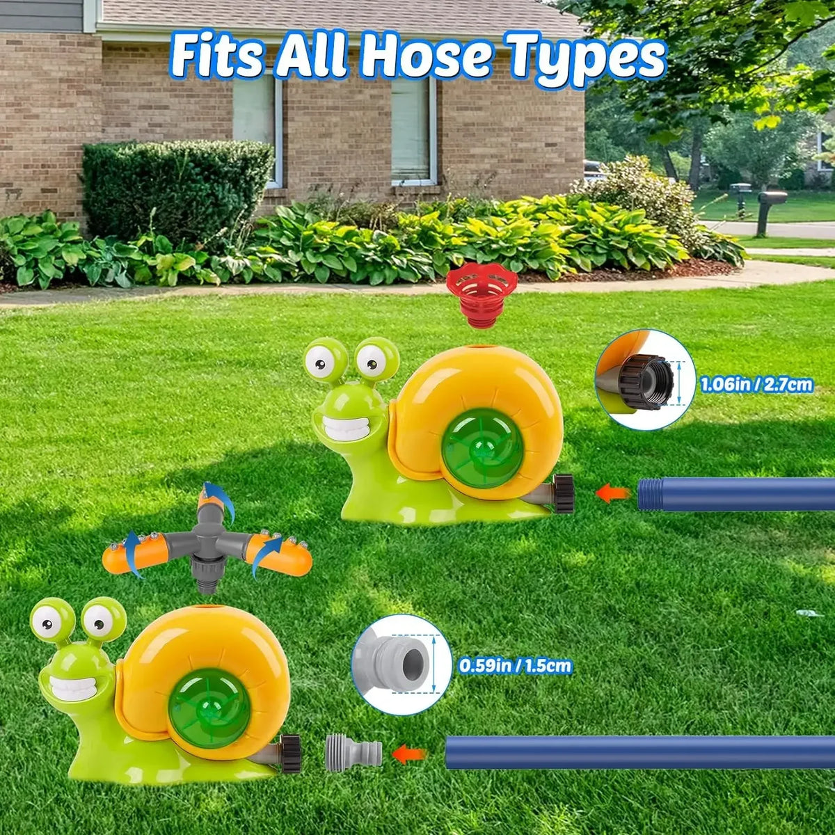 2-in-1 Snail Water Sprinkler Baseball Toy | 360° Rotating