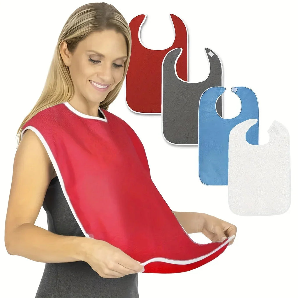 Coated Adult Apron Reusable Waterproof Terry Bibs Bring Pocket Women