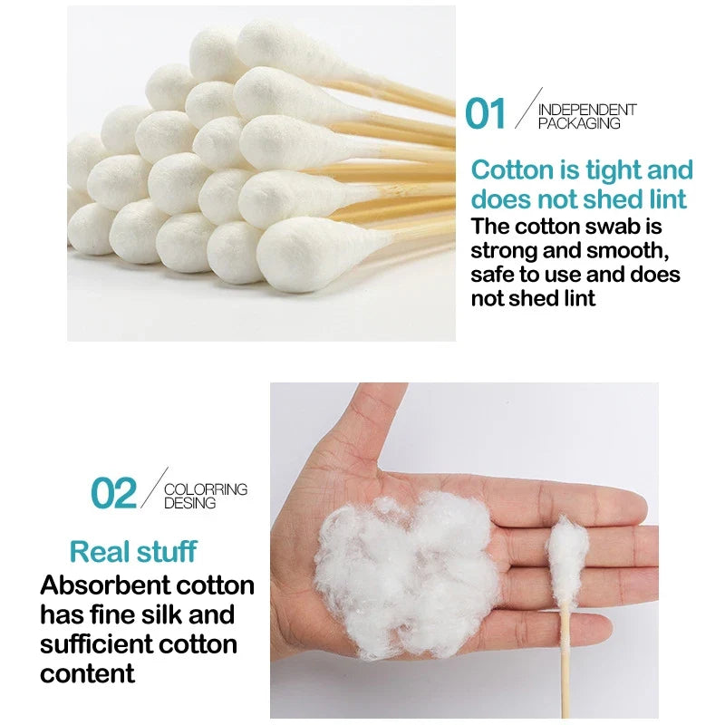 20pcs Sterile Large Head Cotton Swabs – 20cm Wood Stick Buds