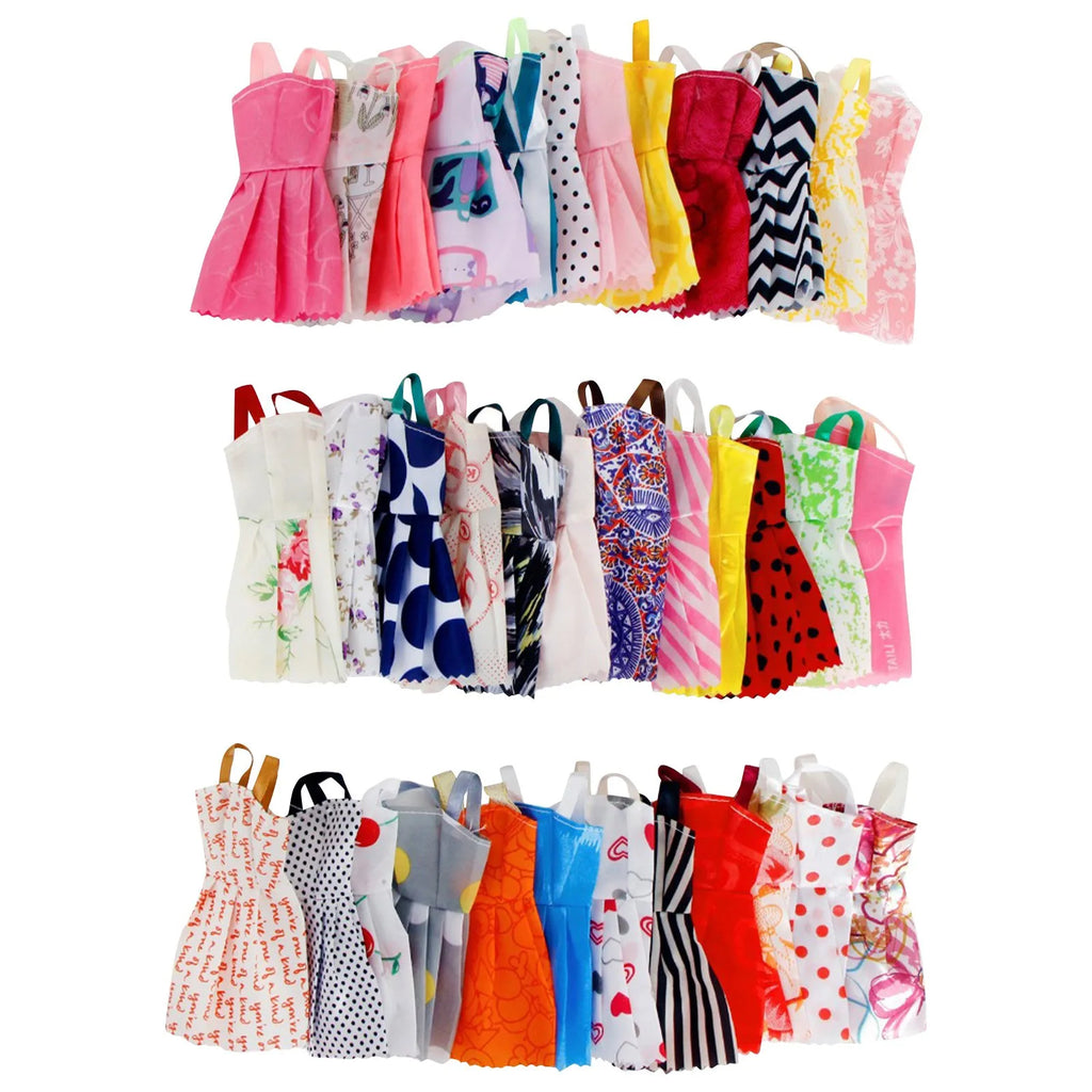 10-Piece Doll Fashion Clothing Set – Dresses, Coats & Hats