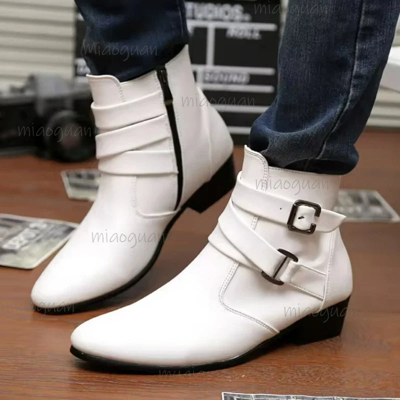 Men's British Ankle Boots – Buckle Strap Pointed Toe Booties