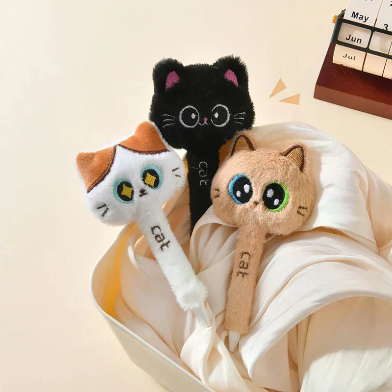 Cute Cat Plush Gel Pen 0.5mm Black Ink – Fun Stationery Gift