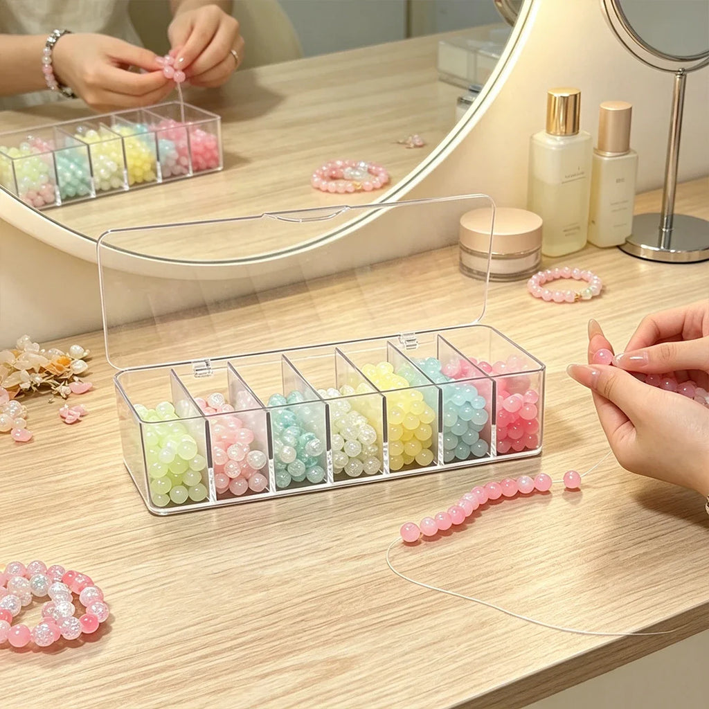 Transparent Flip Cover 8-grid Bead Storage Box Desktop Stackable