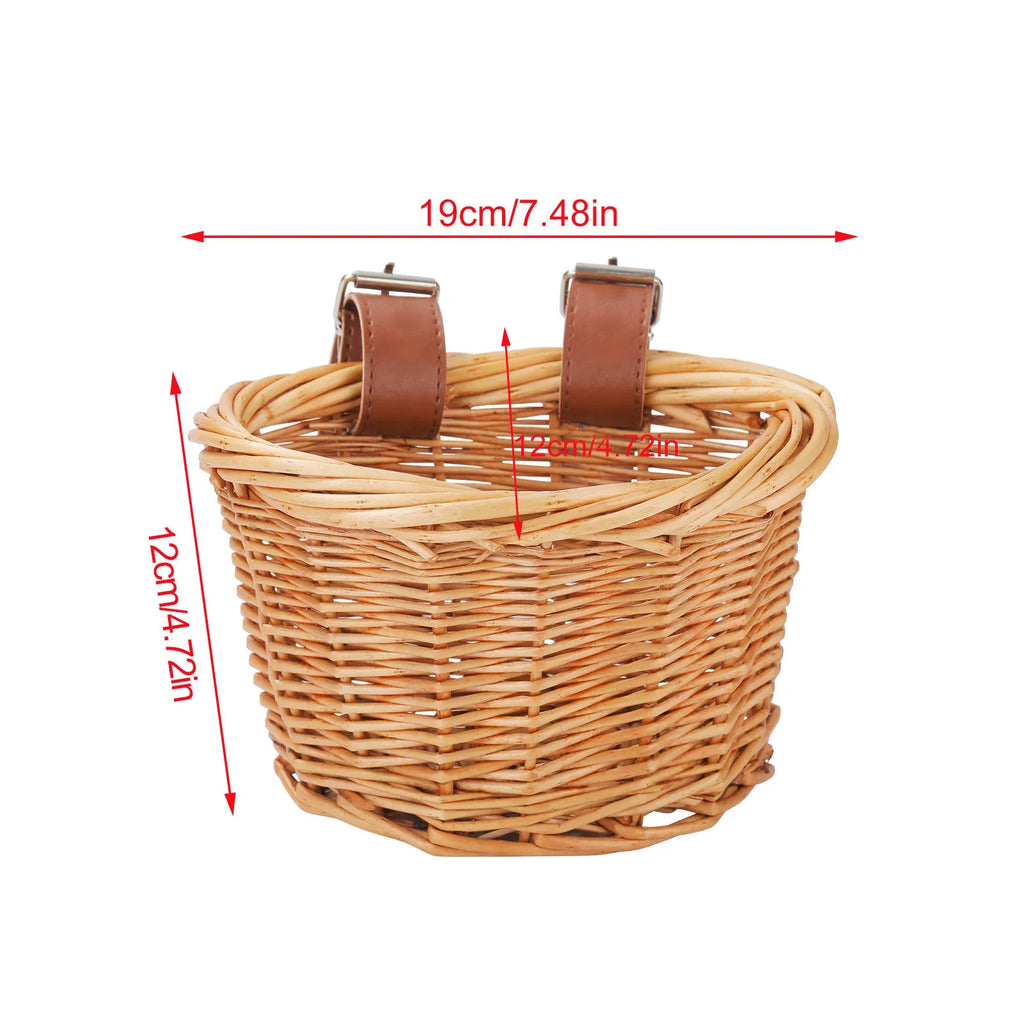 Kids Bike Basket Bicycle Wicker D-shaped Baskets Child Scooter Front