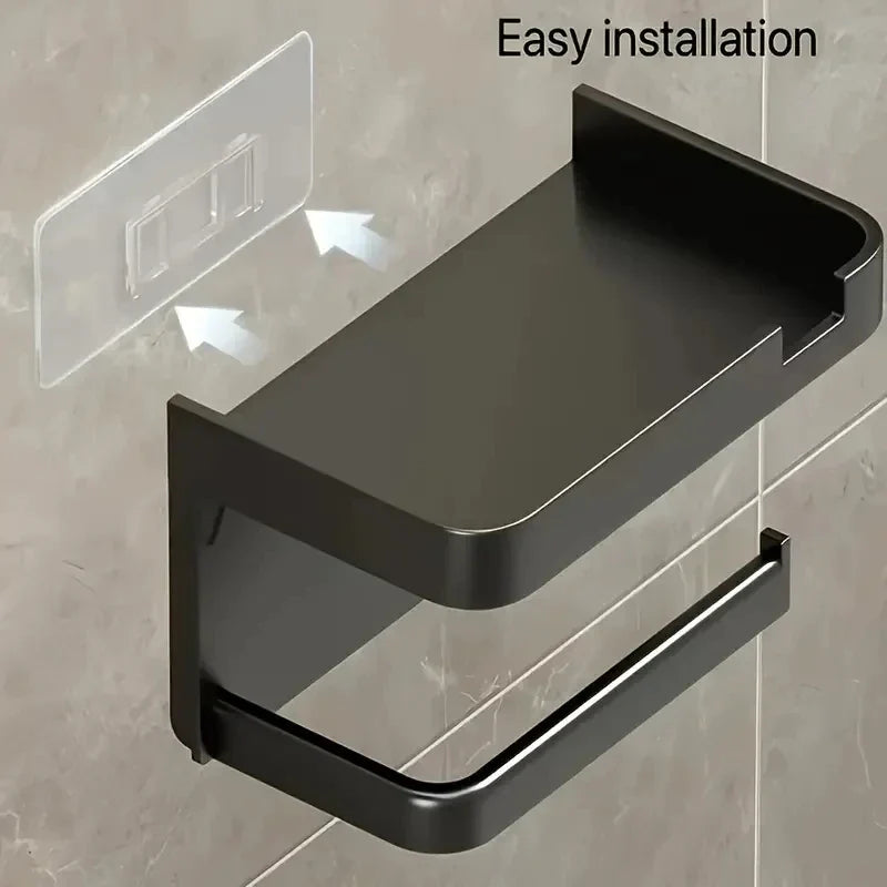 No-Drill Wall-Mounted Toilet Paper Holder | Bathroom Organizer