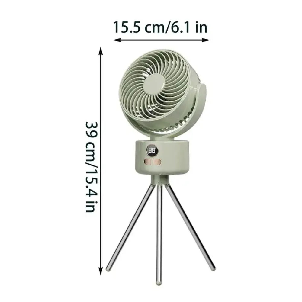 Portable Tripod Fan – USB Rechargeable, Foldable Camping Fan