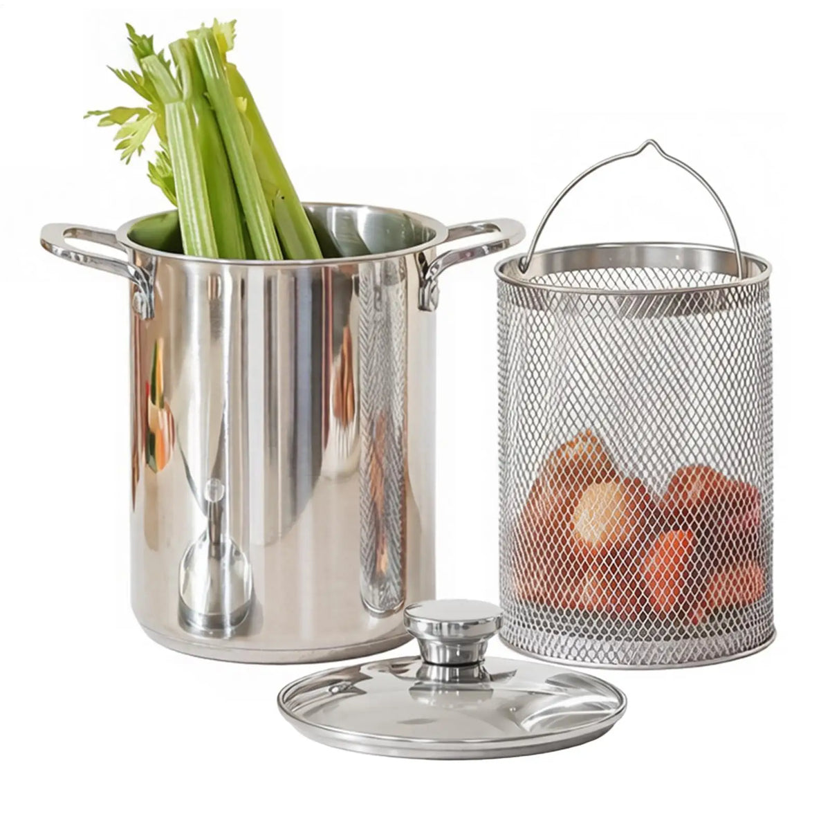 4L Stainless Steel Pasta Pot with Strainer & Lid | Deep Fryer