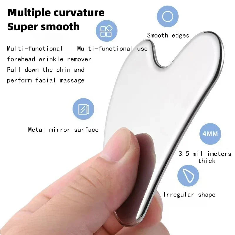 Stainless Steel Facial Massage Scraper – Face & Body Gua Sha