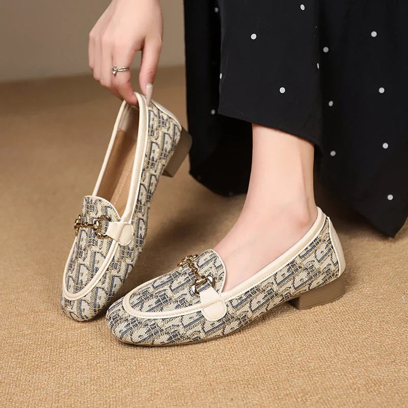 Women's Monogram Bow Loafers – Jacquard Slip-On Dress Shoes