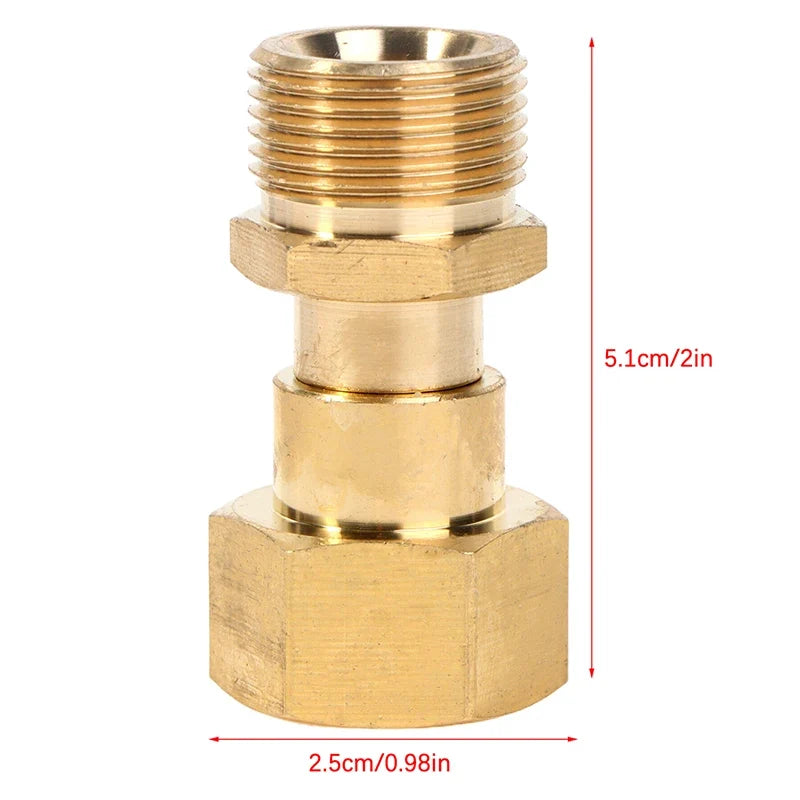 M22 14mm Brass Pressure Washer Swivel Joint Connector 360°