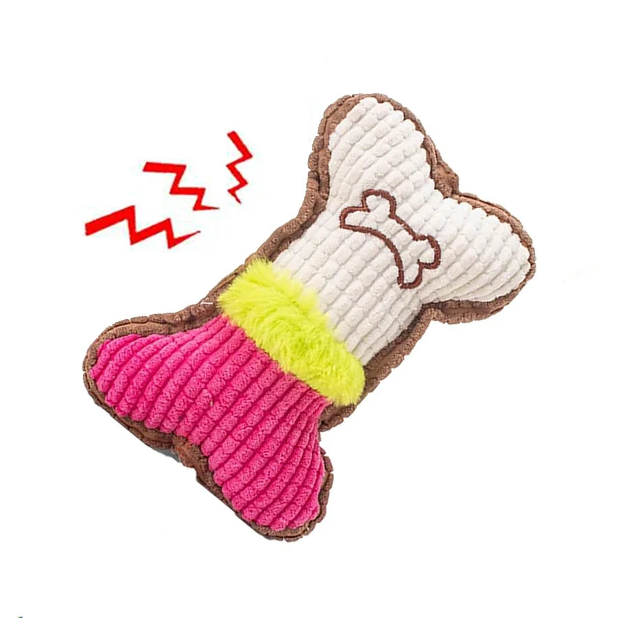 Plush Bone Squeaky Dog Toy – Small & Medium Breed Puppy