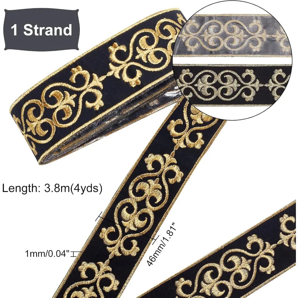 Ethnic Floral Jacquard Grosgrain Ribbon Goldenrod 46mm 3.8m