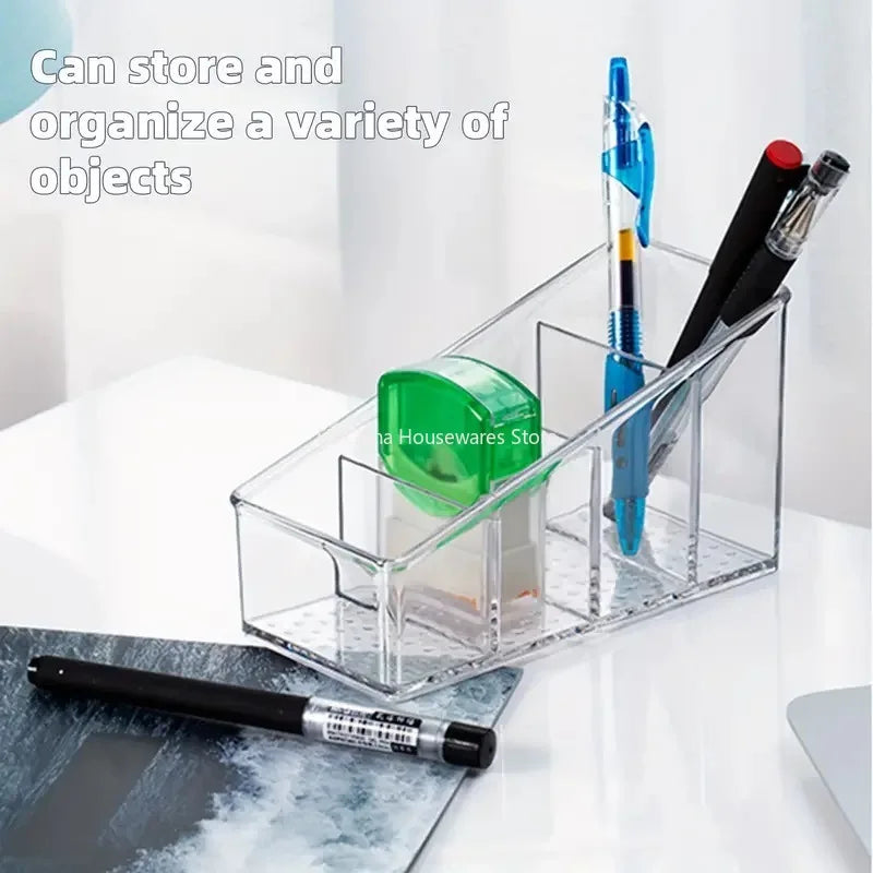 Clear 4-Compartment Remote Control Holder & Desk Organizer