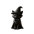 Dark Cat Witch Figurine | 3D Printed Halloween Desktop Sculpture