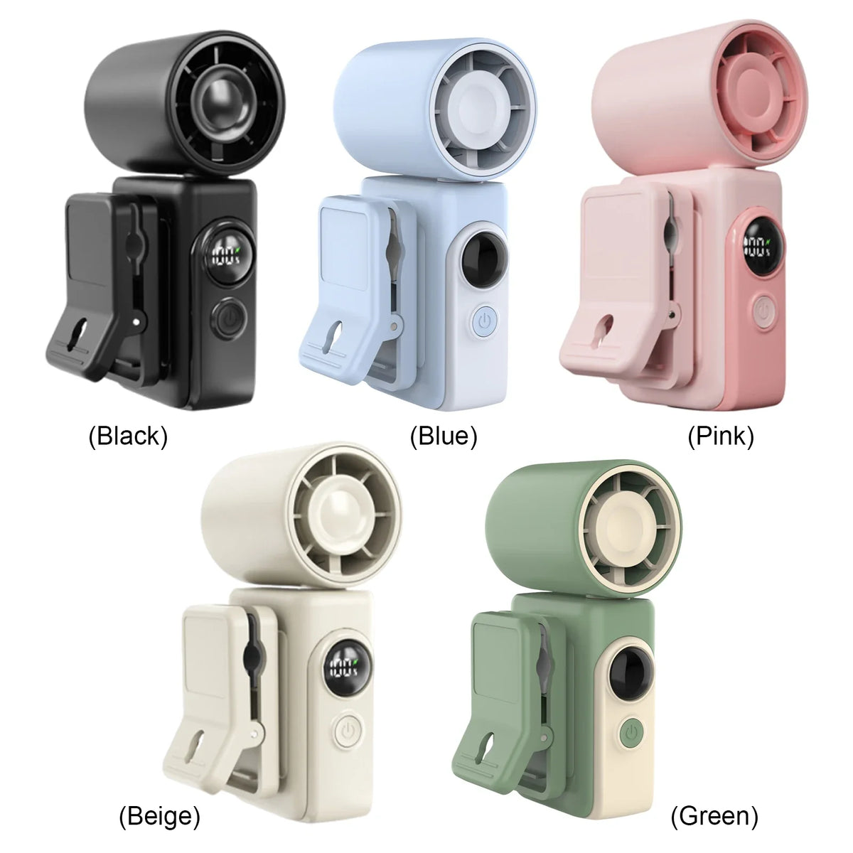 USB Rechargeable Portable Clip-on Mini Fan LED Display 3000mAh