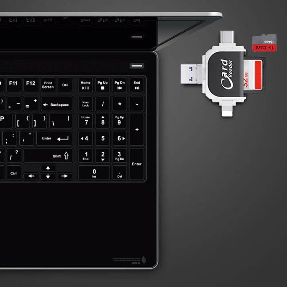 4-in-1 USB-C Card Reader Hub – SD & TF Multiport Adapter