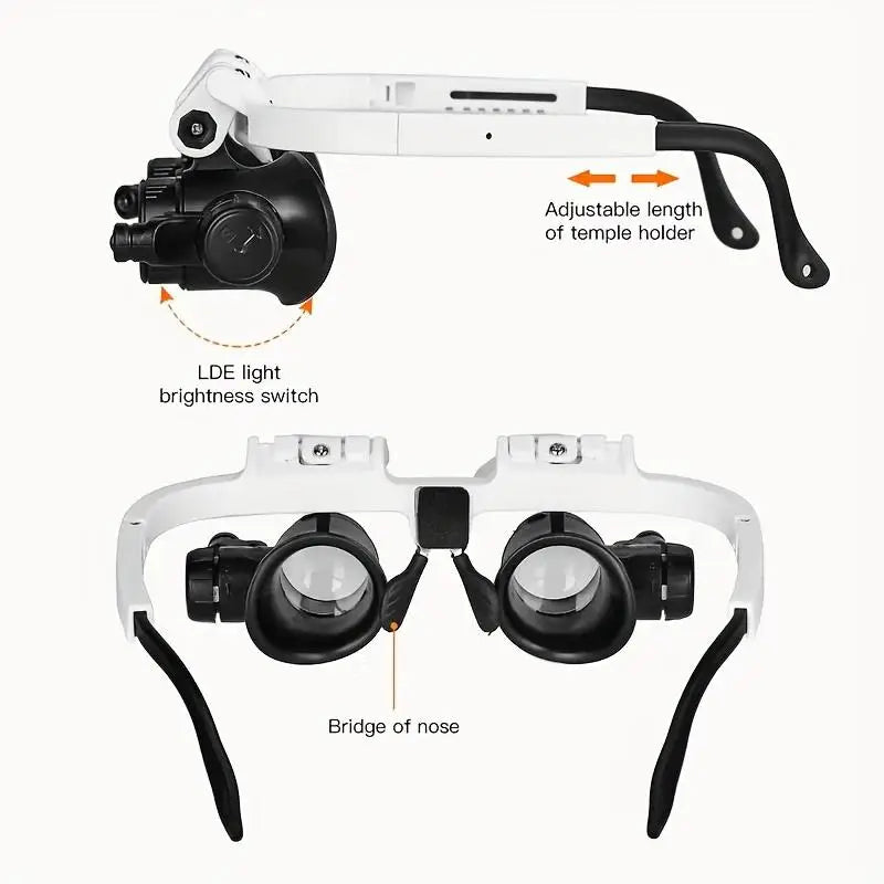 LED Headband Magnifier 8X 15X 23X – Jeweler & Watchmaker Loupe