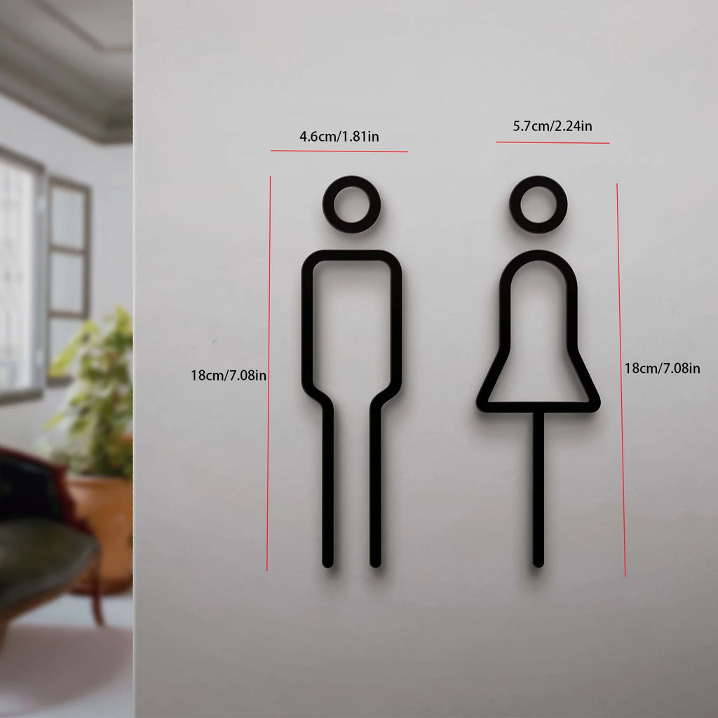 Funny Bathroom Signs Men Women Creative 2D Flat Restroom Door Decor