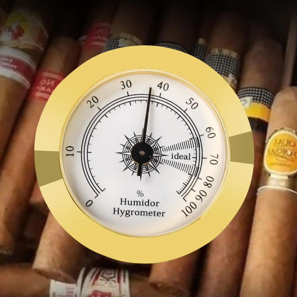 Analog Hygrometer Gold Frame | Humidor Humidity Gauge