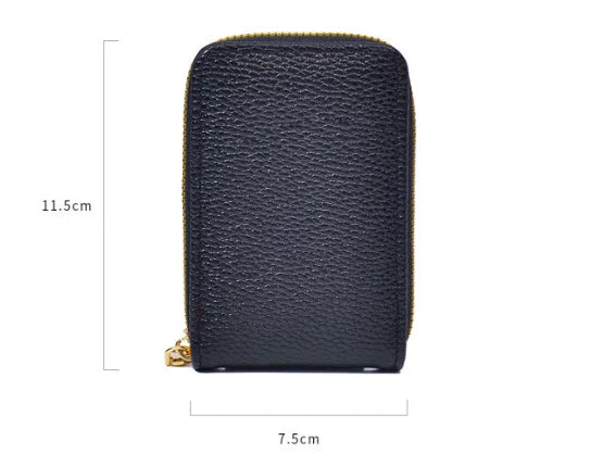 Korean PU Leather Card Organizer Wallet | Zipper Card Bag