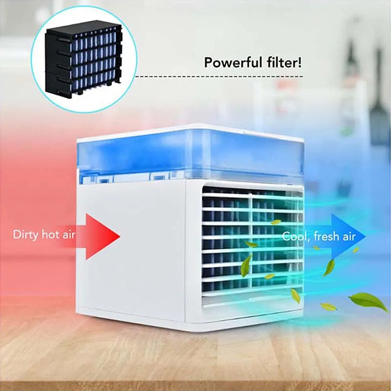 Portable USB Desktop Air Cooler Fan with Mist & Night Light