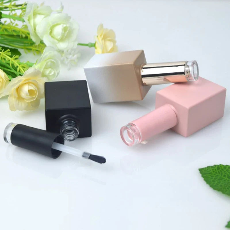 Glass Nail Polish Bottles with Brush – 10ml & 15ml Refillable
