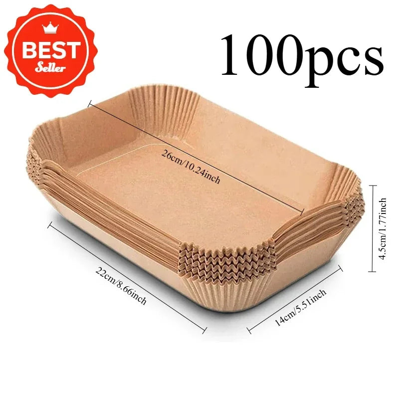 Disposable Air Fryer Parchment Liners – Non-Stick, 50/100 Pack