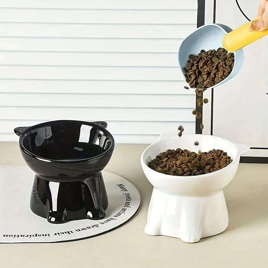 15° Tilted Cat Bowl – Anti-Vomit Pet Food & Water Station