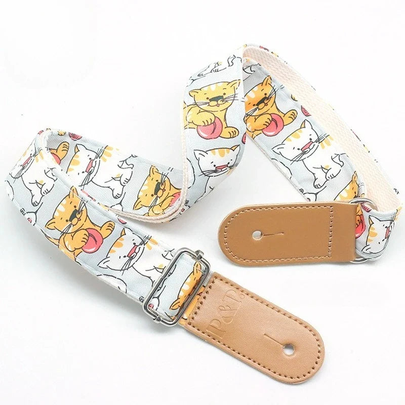 Cartoon Ukulele & Guitar Strap – Adjustable Fabric Belt
