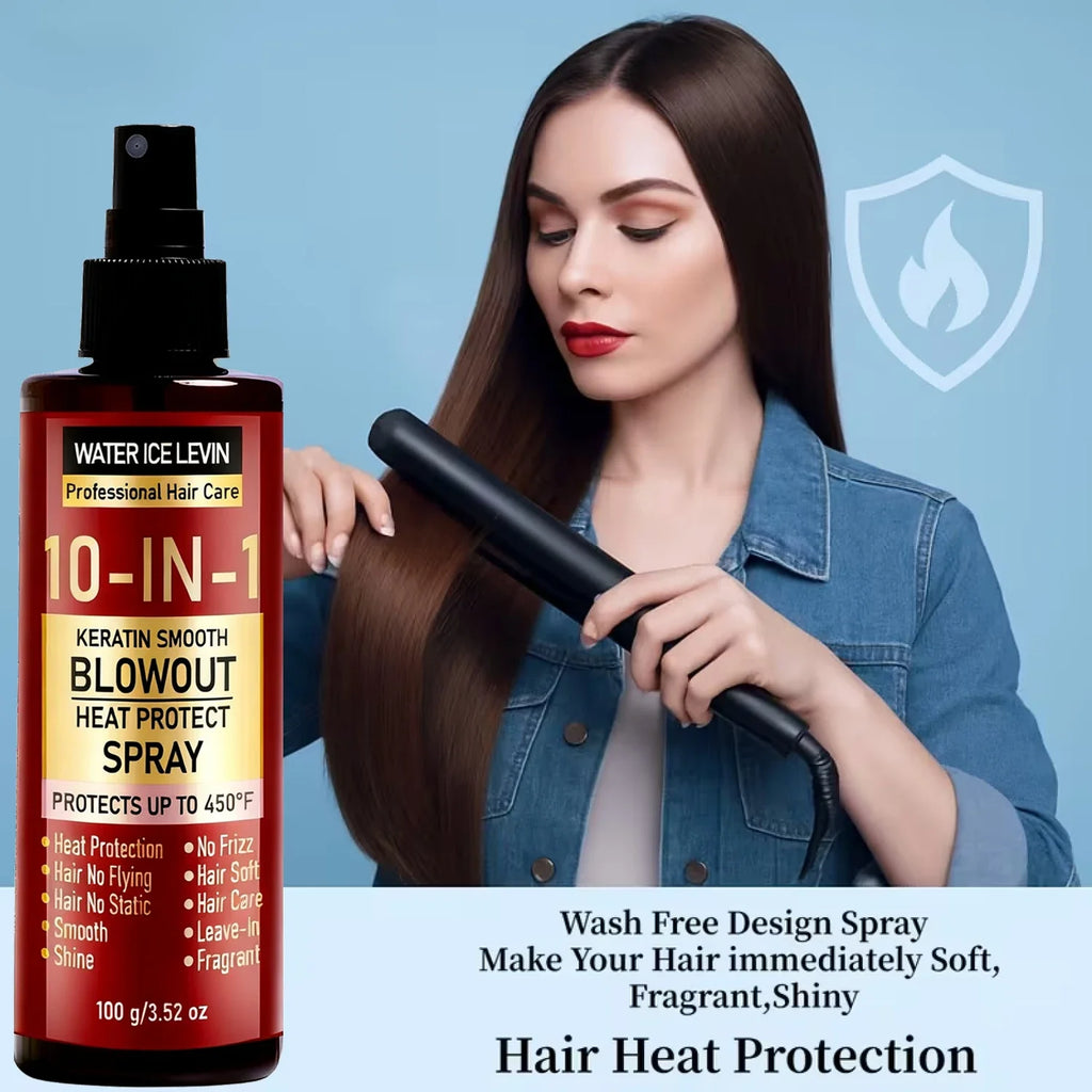 10-in-1 Keratin Heat Protect Spray – Anti-Frizz & Biotin