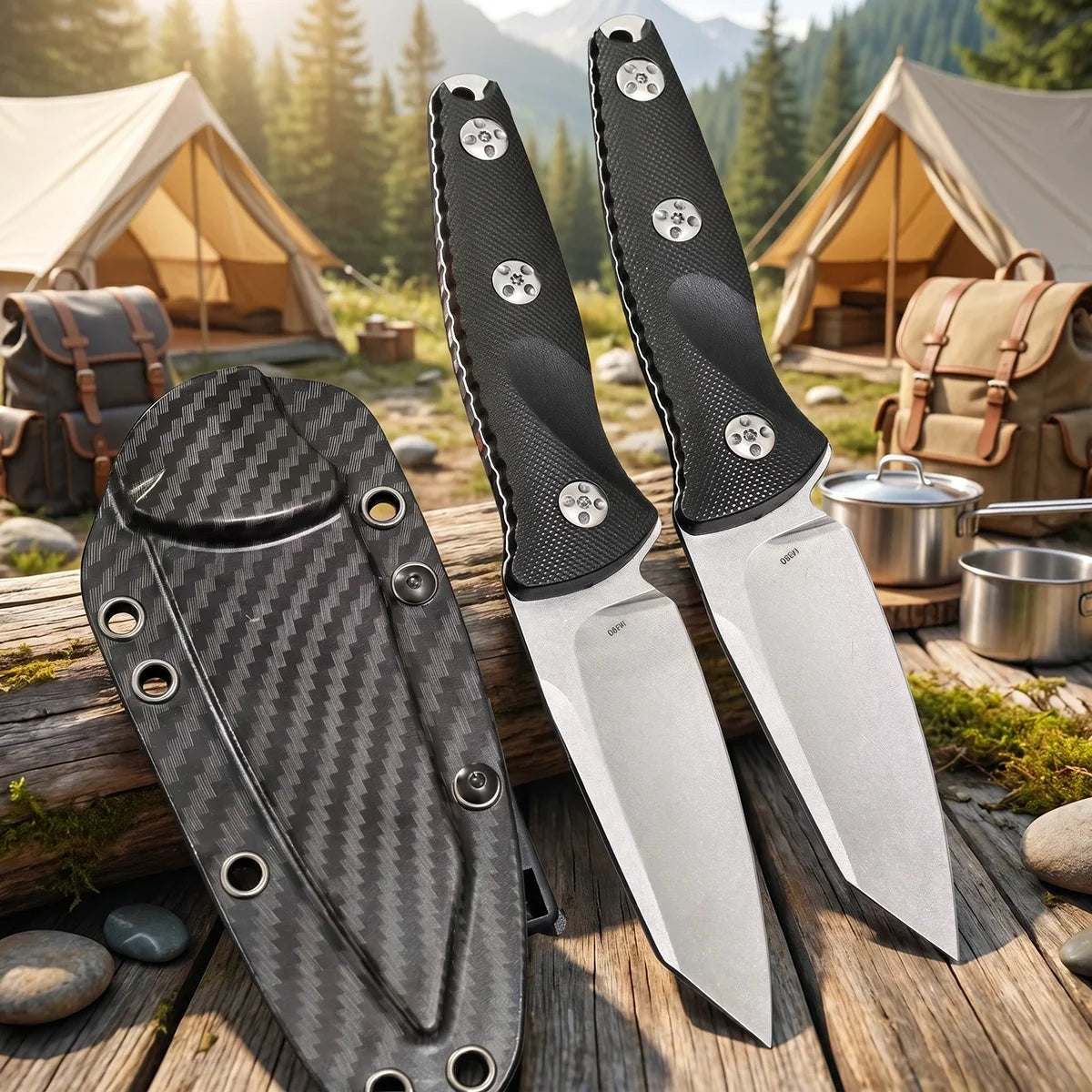 FL FLYWOD Fixed Blade Knife | G10 Handle & Sheath – Camping